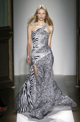 Fall 2008 Balmain by Christophe Decarnin Runway Zebra & Leopard Print Dress w Crystal Bolt