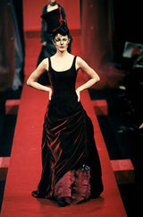 Fall 1998 Christian Lacroix Runway Black Velvet Dress W Signature Puffed Silk Taffeta Underskirt