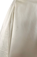 Gorgeous 1950s Emma Domb Ivory Matte Satin Dress w Sequin & 3D Flower Detailing