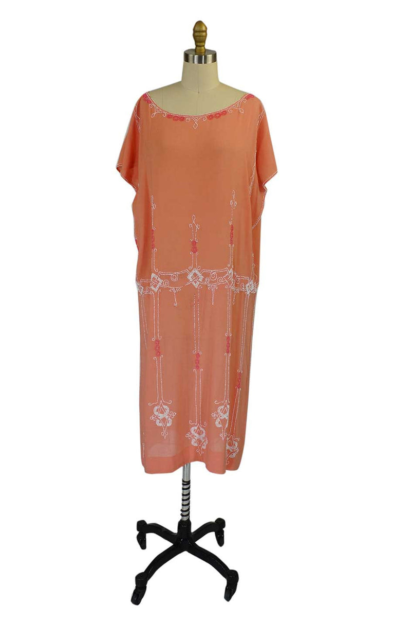 1920s Bead Cotton French Flapper Dress
