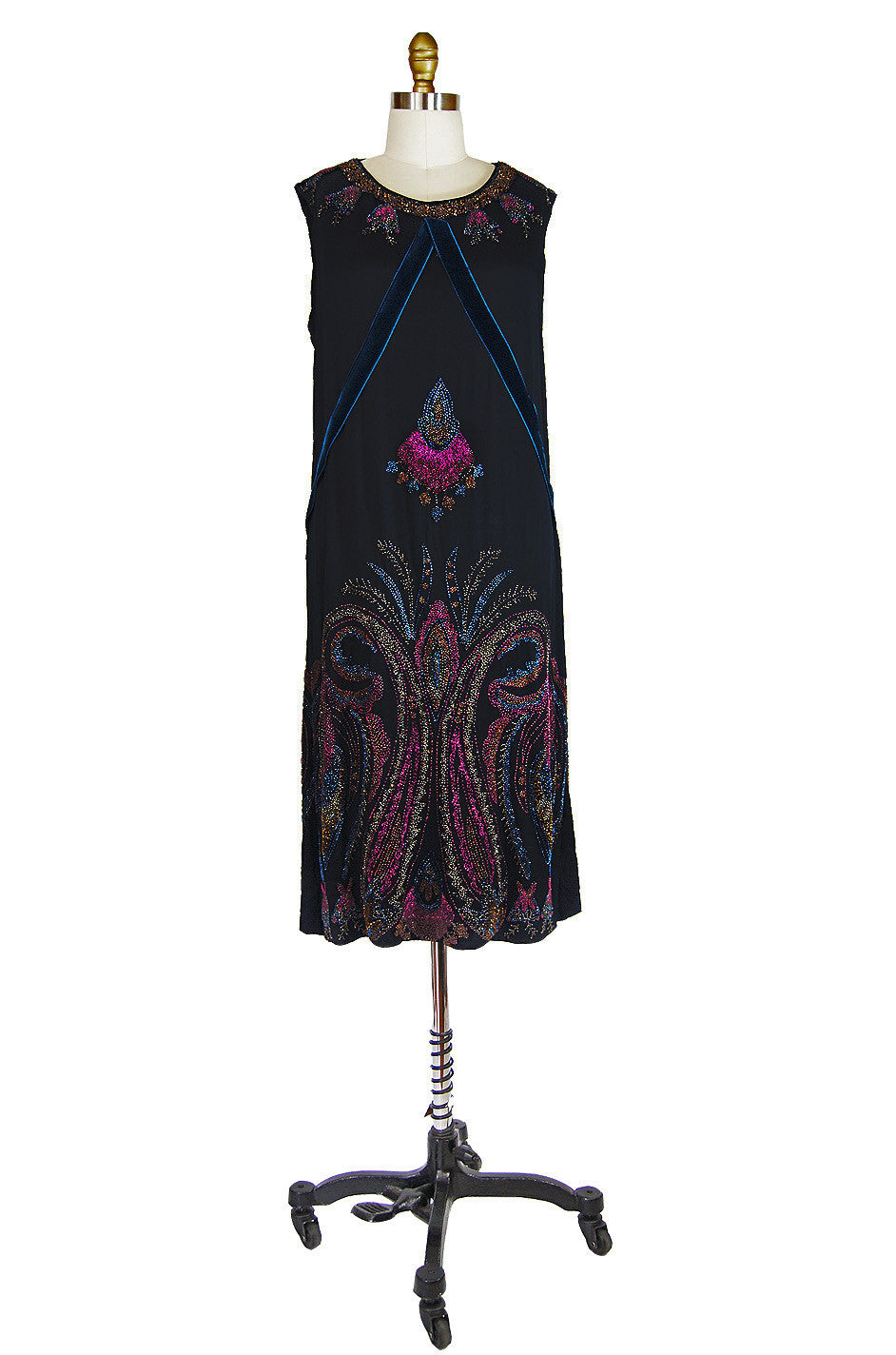 1920s Colorful Beaded Silk Flapper Dress  Shrimpton Couture