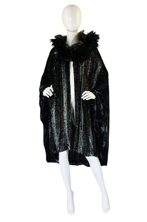 1920s Feather & Sequin Cocoon Cape