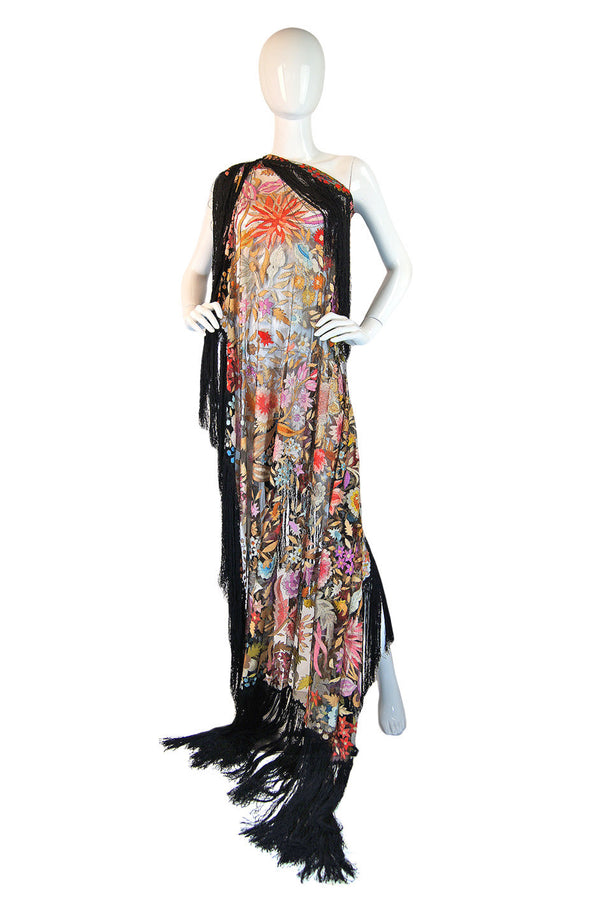 1920s Spanish Floss Lace Silk Shawl