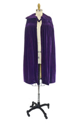 Early 1930s Purple Silk Velvet Cape