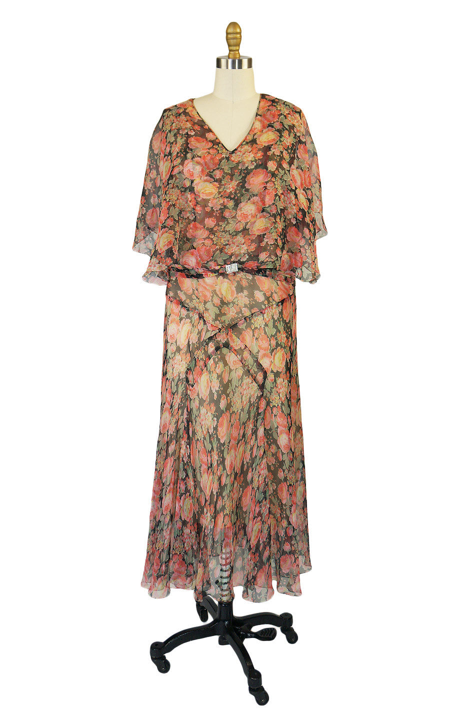 1920s Silk Chiffon Bias Cut Day Dress Shrimpton Couture 1920s Silk Chiffon Bias Cut Day Dress Shrimpton Couture