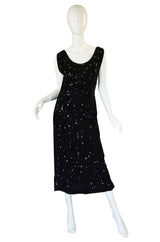 Early 1930s Sequin Silk Crepe Shift Dress