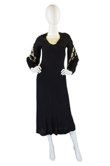 1940s Amazing B&W Crepe Swing Dress