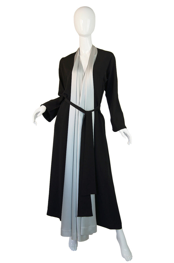 1940s Silk & Ice Blue Satin Inset Tie Gown