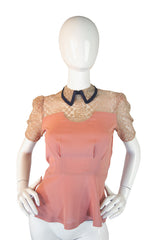 1940s Exceptional Pink & Netting Top