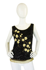 1950s Hand Sequin Shell W 3D Flowers
