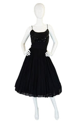 1950s Silk Chiffon & Sequin Party Dress