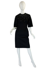 1950s Silk Beaded Cocktail Black Dress