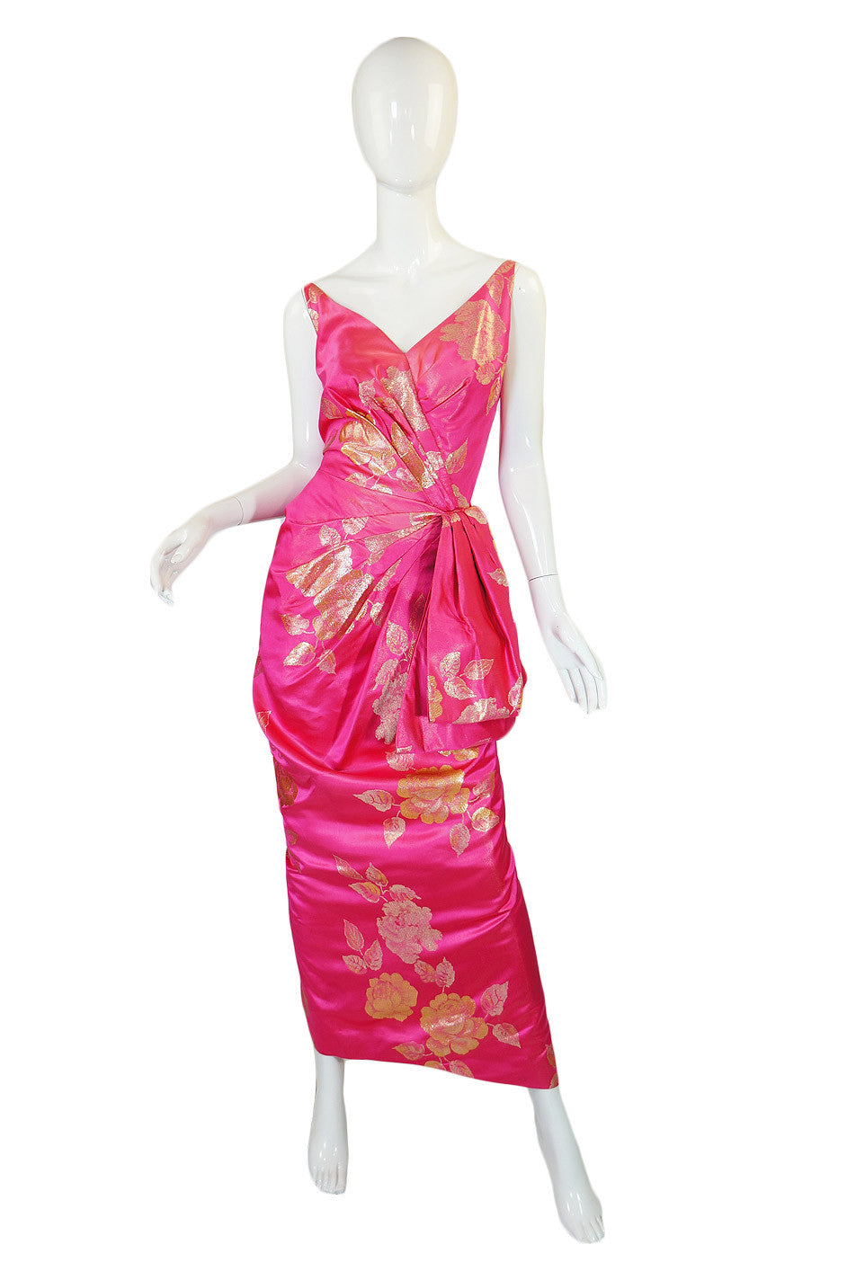 1950s Pink Silk Gown