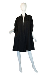 1950s Textured Black Opera Tent Coat