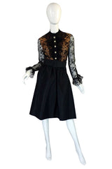 1960s Geoffrey Beene Lace & Silk Dress