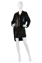 1980s Sequin Cassini Mini Shirt Dress