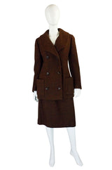 1960s Christian Dior Brown Wool Suit