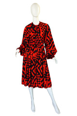 1960s Jean Varon Geometric Red Dress