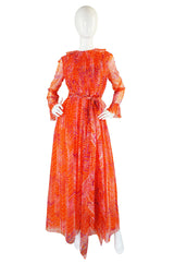 1960s Tangerine Chiffon Mollie Parnis
