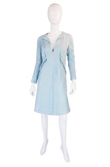 1960s Baby Blue Pauline Trigere Shift Dress