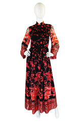 1960s Silk Coral Oscar De La Renta Gown