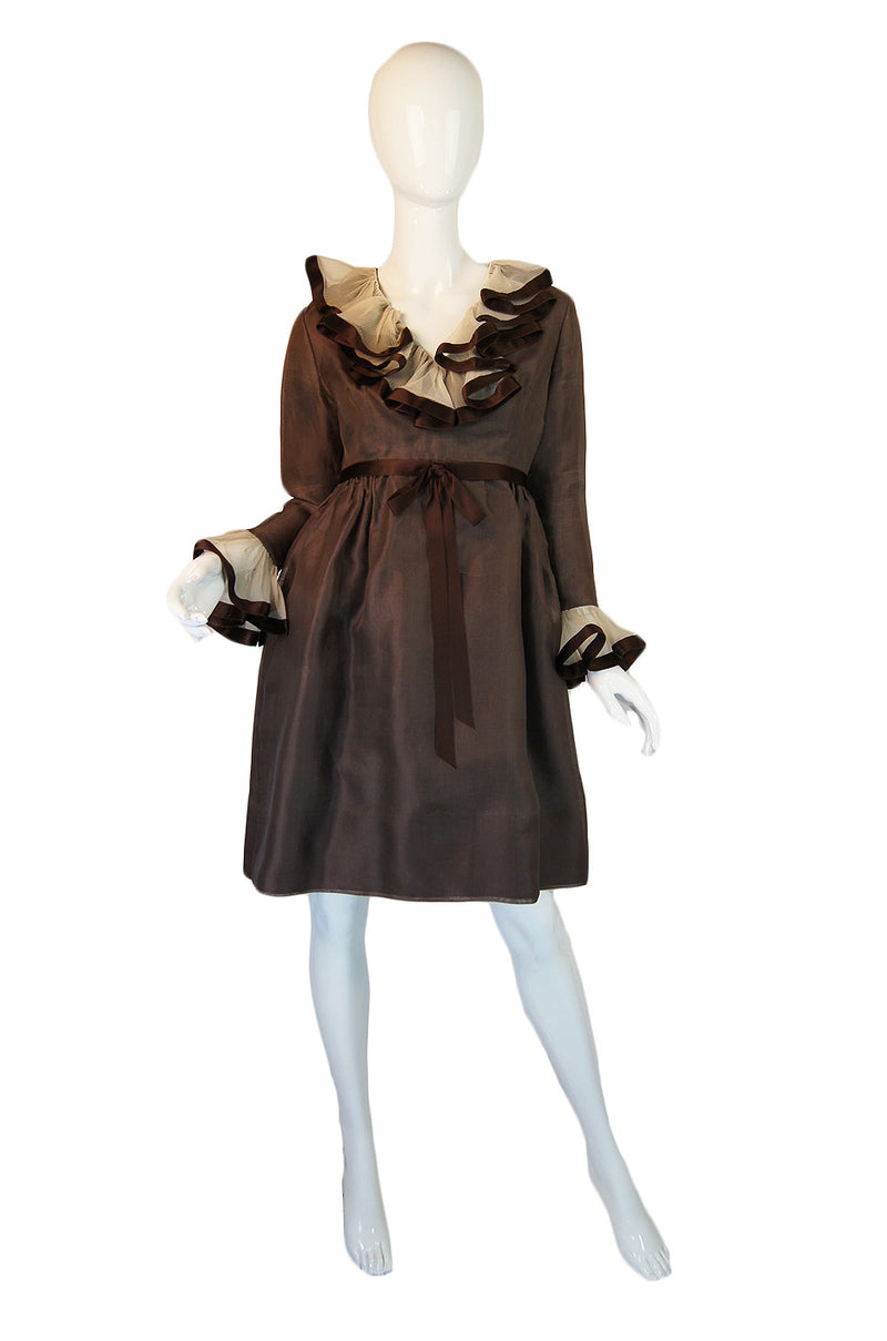1960s Ruffled Organza Sarmi Dress