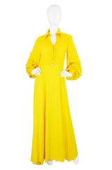 1960s Yellow Ossie Clark Maxi Dress