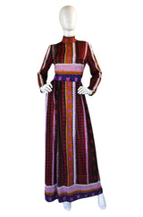 1970s Jean Varon Printed Maxi Dress