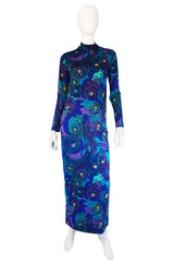 1970s La Mendola Silk Jersey Maxi Dress