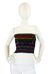 1970s Multi Stripe Wide Sequin Tube Top