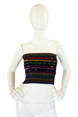 1970s Multi Stripe Wide Sequin Tube Top