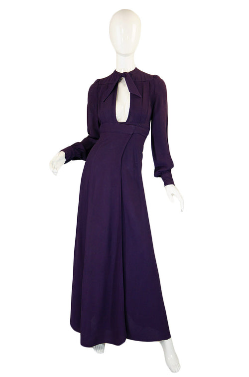 1970s Ossie Clark Purple Wrap Dress