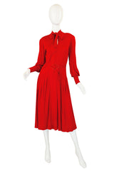 1970s Red Jersey Jean Muir Dress