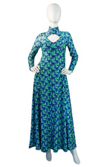 1970s Robert David Morton Print Gown