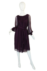 1960s Silk Chiffon Purple Galanos Dress