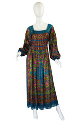 1970s Silk Pauline Trigere Maxi Dress