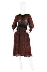 1970s Rare Silk & Suede Jean Muir Dress