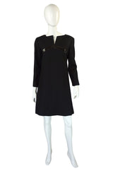 Early 1980s Courreges Patent Detail Dress
