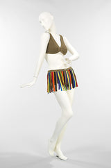 Rare S/S 1963 Patchwork Rudi Gernreich Bathing Set w Fringe Belt