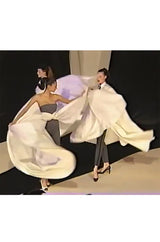 F/W 1996 Givenchy Couture Runway Ivory Silk Taffeta Over Skirt Cape