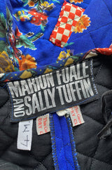 Rare 1971 Marion Foale and Sally Tuffin Blue Floral & Red Checked Pant Jacket & Hat Set