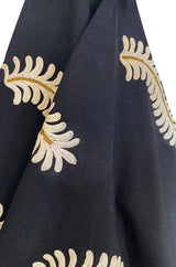1950s Heavy Cotton / Canvas Strapless Dress w Hand Applied Cord Applique