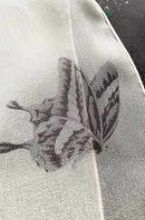 Spring 2000 Hanae Mori Haute Couture Forest & Butterfly Print Silk Chiffon Dress & Silk Huge Scarf