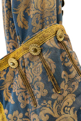 Remarkable Late 1800s Charles H. Fox Theatre Costume Gold & Blue Brocade Great Coat