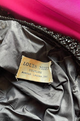 Fall 1976 Louis Mies Possible Yves Saint Laurent Haute Couture Pink & Velvet Bead Dress