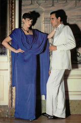 Fall 1978 Christian Dior Haute Couture Silk Satin Caped Sleeve Dress