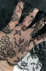 Important Fall 1959 Christian Dior by YSL Couture Black Silk Tafetta & Chantilly Lace Dress w Pouf Sleeves