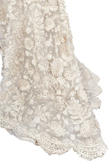 Spring 2008 Oscar De La Renta Embroidered Beaded Ribbon Work Floral Silk Organza Wedding Dress