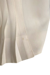 Spring 1976 Chanel Haute Couture Silk Ivory Dress w Hand Stitched Pleats