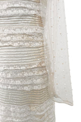 Prettiest 2012 Valentino Tiered Ivory Lace Net Dress w Tiny Sequin & Bead Detailing